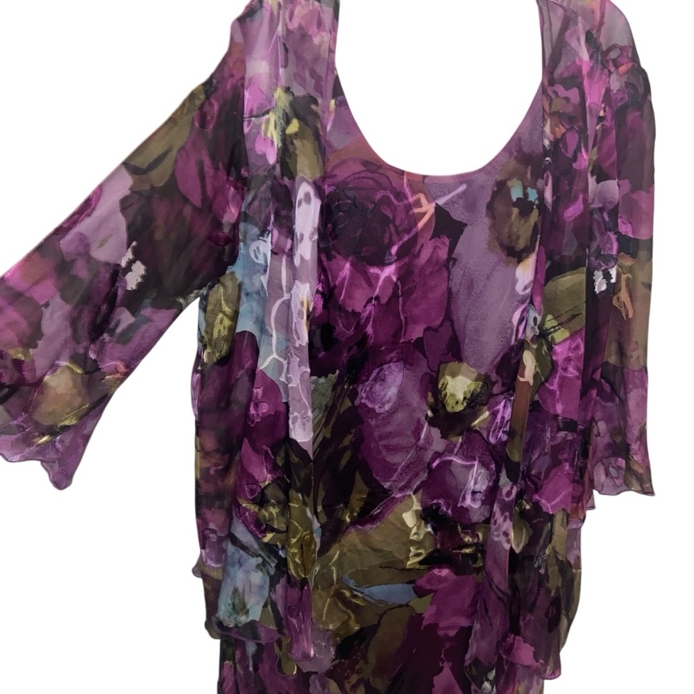 Vintage Simply Silk Dress /Jacket Womens Large Burnout  Whimsigoth Forest Fairy - Picture 8 of 15